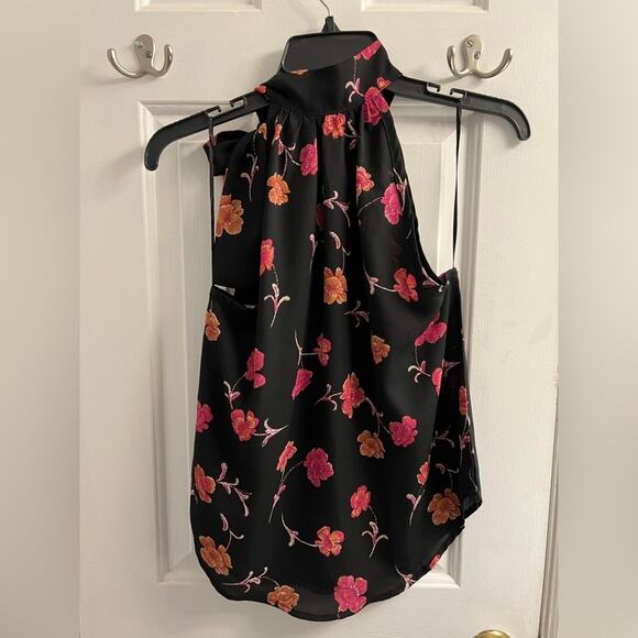 Gorgeous Paper Crane Halter Neck are Upscale Blouse Floral Print Top Sz M - Picture 5 of 11